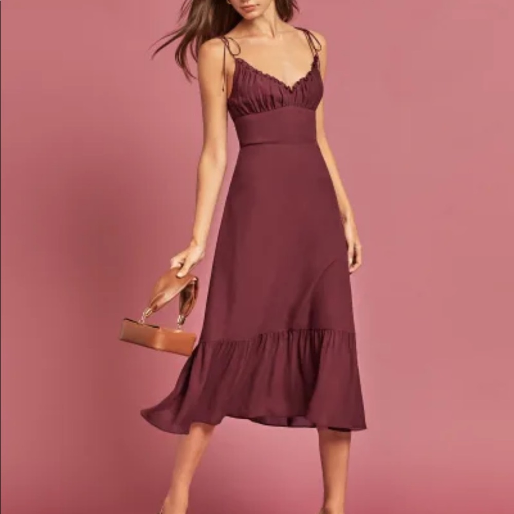 Reformation Embry Dress in Plum